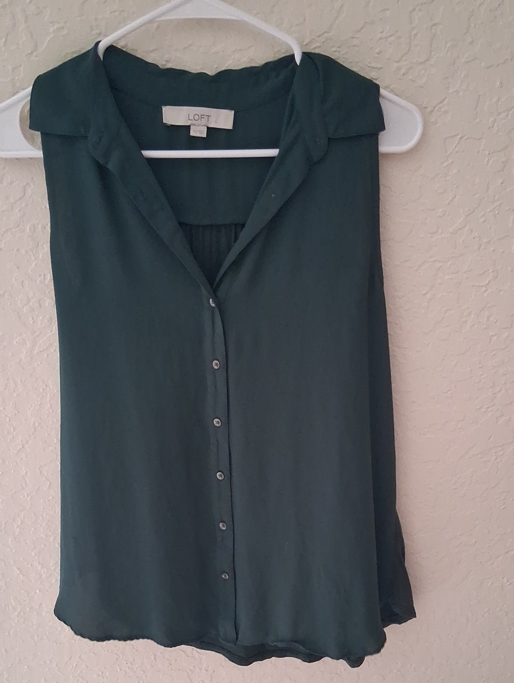 LOFT Dark Teal Sleeveless Button-Front Blouse